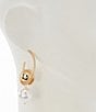Natasha Accessories Textured Loop Pearl Statement Drop Earrings, Color:Gold/Ivory - Image 2