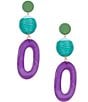 Color:Purple - Image 1 - Thread Ball Drop Statement Earrings