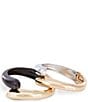 Natasha Accessories Tri Tone Bypass Hinge Bracelet Set - Image 1