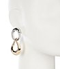 Natasha Accessories Two Tone XL Double Link Drop Earrings, Color:Two Tone - Image 2