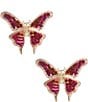 Color:Multi - Image 1 - XL Sequin Butterfly Statement Drop Earrings