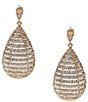 Natasha Accessories XL Teardrop Stone Puffy Drop Earrings, Color:Gold - Image 1