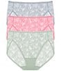 Color:Blue Mist/Rosette/Morning Dew - Image 1 - Bliss Allure One-Size Lace French-Cut Brief 3-Pack