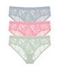 Color:Blue Mist/Rosette/Morning Dew - Image 1 - Bliss Allure One-Size Lace Girl Brief 3-Pack