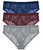 Color:Indigo/Vino/Stormy - Image 1 - Bliss Allure One-Size Lace Girl Brief 3-Pack