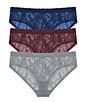Color:Indigo/Vino/Stormy - Image 4 - Bliss Allure One-Size Lace Girl Brief 3-Pack