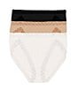 Color:Black/Cafe/White - Image 1 - Bliss Stretch French-Cut Brief Panty 3-Pack