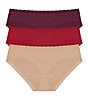 Color:Taro/Pomegranate/Black - Image 1 - Bliss Girl Lace Trim Brief Panty 3-Pack