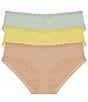 Color:Morning Dew/Pale Yellow/Cafe - Image 1 - Bliss Girl Lace Trim Brief Panty 3-Pack