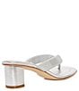 Color:Silver - Image 2 - Bay Block Heel Thong Metallic Fabric Square Toe Dress Sandals