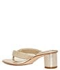 Color:Platinum Gold - Image 3 - Bay Block Heel Thong Metallic Fabric Square Toe Dress Sandals