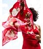 Natori Chrysanthemum Print Silk Long Square Scarf - Image 5
