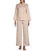 Natori Cotton Sateen Long Sleeve Notch Collar Pajama Set, Color:Blush - Image 1