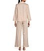 Natori Cotton Sateen Long Sleeve Notch Collar Pajama Set, Color:Blush - Image 2