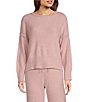 Natori Edit Long Sleeve Round Neck Coordinating Sweater Knit Lounge Top - Image 1
