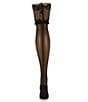 Color:Black - Image 3 - Feathers Escape Back Seam Thigh Highs
