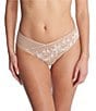 Color:Cafe/Ivory - Image 1 - Flawless Sheer Lace Embroidered Thong Panty