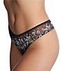 Color:Black/Ivory - Image 3 - Flawless Sheer Lace Embroidered Thong Panty
