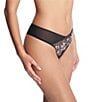 Color:Black/Ivory - Image 4 - Flawless Sheer Lace Embroidered Thong Panty
