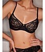 Natori Flora Unlined Balconette Underwire Bra, Color:Black - Image 7