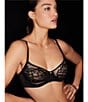 Natori Flora Unlined Balconette Underwire Bra, Color:Black - Image 8