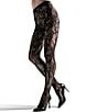 Color:Black - Image 1 - Lace Cut-Out Net Tights