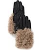Natori Leather & Wool Lined Faux Fur Trim Gloves - Image 2