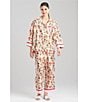 Color:Light Pink - Image 4 - Long Sleeve Notch Collar and Coordinating Pant Tea Garden Printed Pajama Set