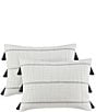 Color:Ivory/Grey - Image 2 - Naru Modern Stripe Textured & Tassels Reversible Comforter Set