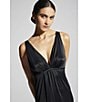 Color:Black - Image 4 - Slinky Knit Sleeveless Deep V-Neck Aphrodite Nightgown