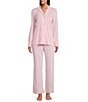 Natori Solid Long Sleeve Notch Collar Long Knit Pajama Set - Image 1