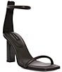 Color:Black - Image 1 - Glow Square Toe Block Heel Leather Dress Sandals