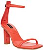 Color:Spring Red - Image 1 - Glow Square Toe Block Heel Leather Dress Sandals
