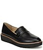 Color:Black Leather - Image 1 - Adiline Leather Slip-On Lightweight Wedge Loafers