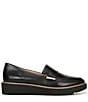Color:Black Leather - Image 2 - Adiline Leather Slip-On Lightweight Wedge Loafers