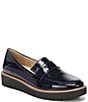Color:Navy/Black - Image 1 - Adiline Patent Leather Slip-On Platform Loafers