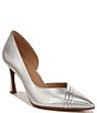 Color:Silver - Image 1 - Aubrey Metallic Leather Pointed Toe D'orsay Pumps