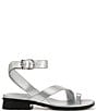 Color:Silver - Image 2 - Birch Leather Toe Loop Ankle Strap Sandals