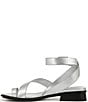 Color:Silver - Image 5 - Birch Leather Toe Loop Ankle Strap Sandals