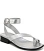 Color:Silver - Image 1 - Birch Leather Toe Loop Ankle Strap Sandals