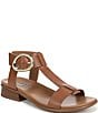 Naturalizer Brandy Leather Big Buckle Hardware T-Strap Ankle Wrap Sandals - Image 1