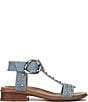 Naturalizer Brandy Studded Denim Big Buckle Hardware T-Strap Ankle Wrap Sandals - Image 2