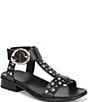 Naturalizer Brandy Studded Leather Big Buckle Hardware T-Strap Ankle Wrap Sandals - Image 1
