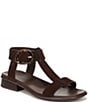 Naturalizer Brandy Suede Big Buckle Hardware T-Strap Ankle Wrap Sandals - Image 1