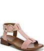 Naturalizer Brandy Suede Big Buckle Hardware T-Strap Ankle Wrap Sandals - Image 1