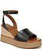 Color:Black - Image 1 - Brynn Leather Wedge Ankle Strap Platform Wedge Sandals