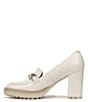 Color:Satin Pearl - Image 5 - Callie Patent Leather Chain Detail Lug Sole Moc Loafer Pumps