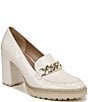 Color:Satin Pearl - Image 1 - Callie Patent Leather Chain Detail Lug Sole Moc Loafer Pumps