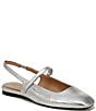 Color:Silver - Image 1 - Connie Leather Slingback Casual Ballet Flats