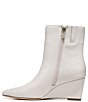 Color:Satin Pearl - Image 5 - Dario Leather Wedge Dress Booties